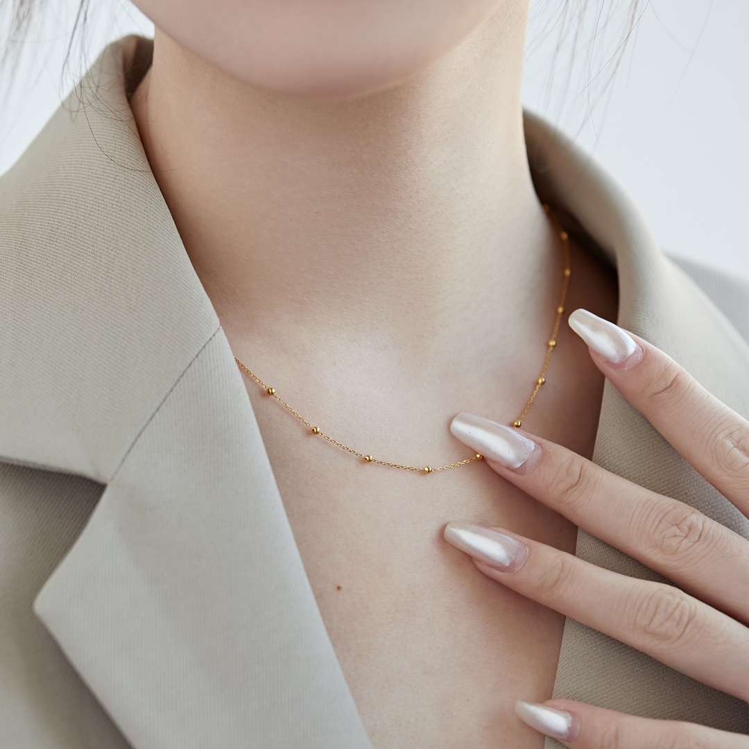 [Olivia JW]Small Bead Clavicle Chain Simple Necklace