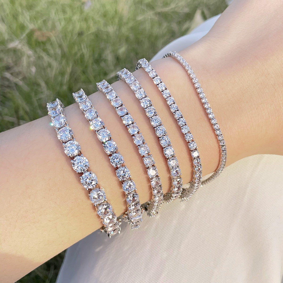 [Everoly JW]0,75 Karat schillerndes Hochzeitsarmband im Rundschliff