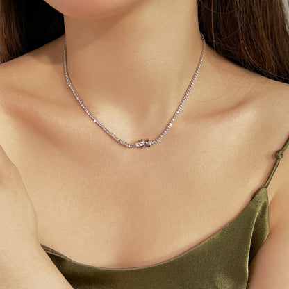[Olivia JW]Delicate Round Shape Tennis Necklace