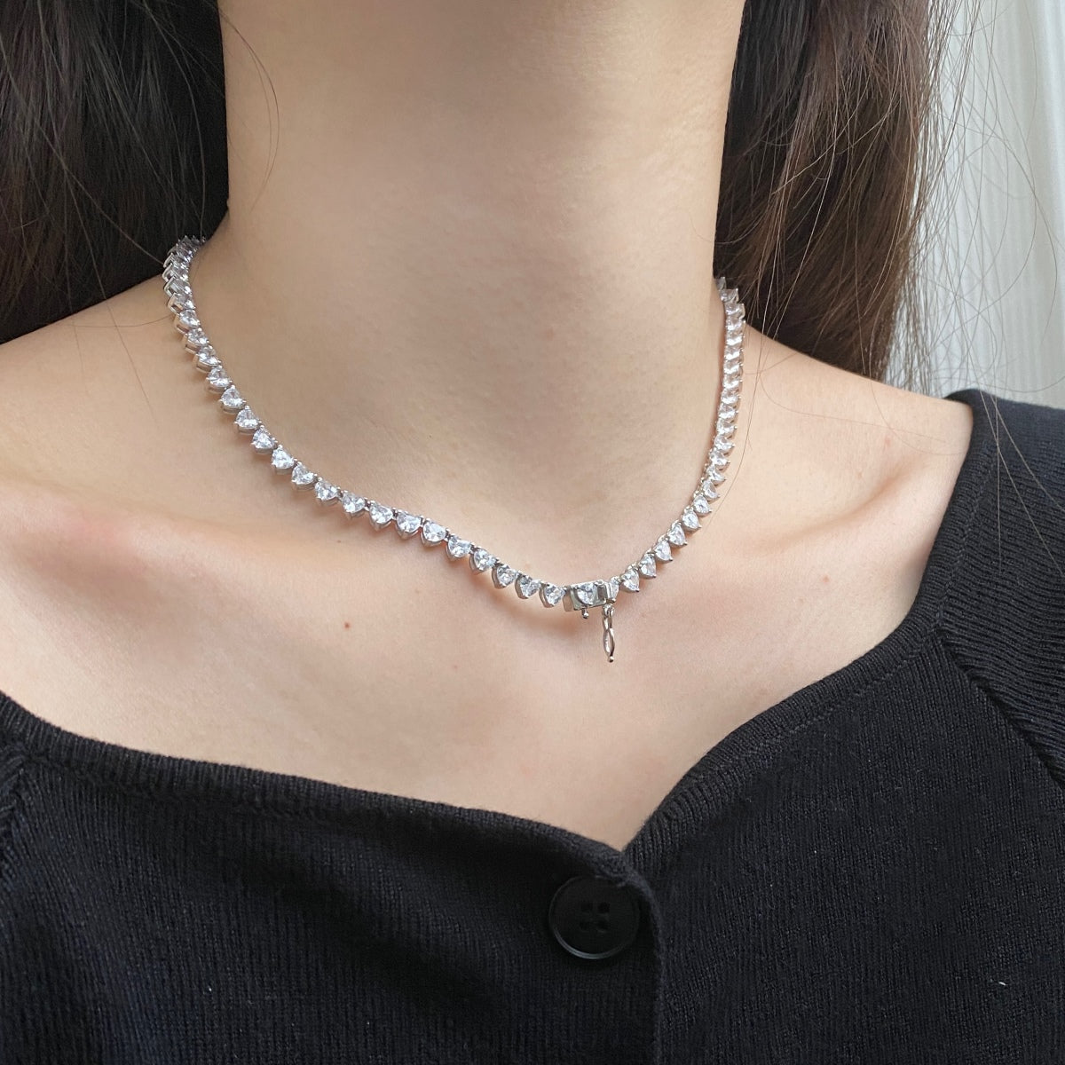 [Olivia JW]Ornate Heart Cut Tennis Necklace