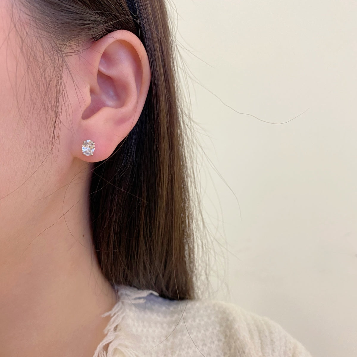 [Olivia JW]Oval Classic Dignified Elegant Earrings
