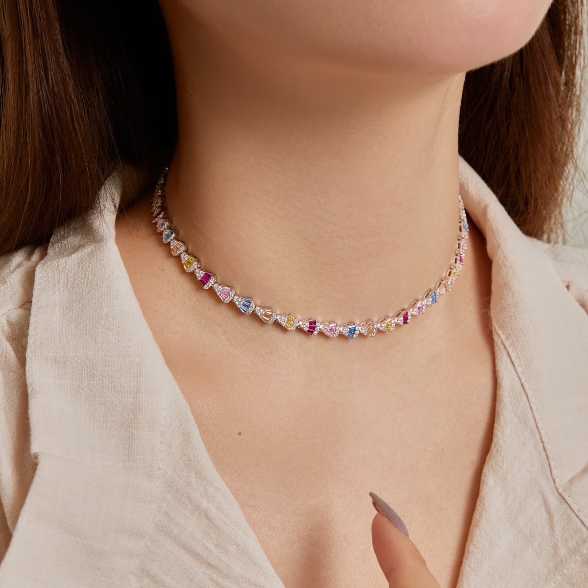 [Olivia JW]Radiant Colorful Rainbow Necklace
