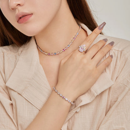 [Everoly JW]輝くカラフルなレインボーネックレス