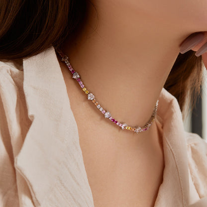 [Olivia JW]Delicate Colorful Rainbow Tennis Chain