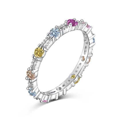 [Olivia JW]Sparkling Colorful Round Cut Tennis Ring