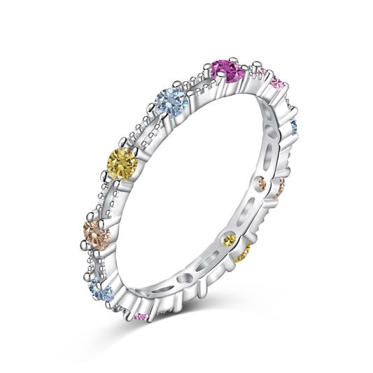 [Olivia JW]Sparkling Colorful Round Cut Tennis Ring