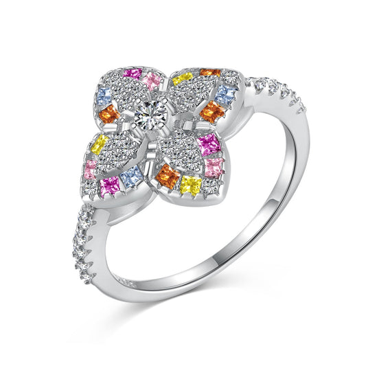 [Everoly JW]豪華なカラフルな花の形のバンケットリング