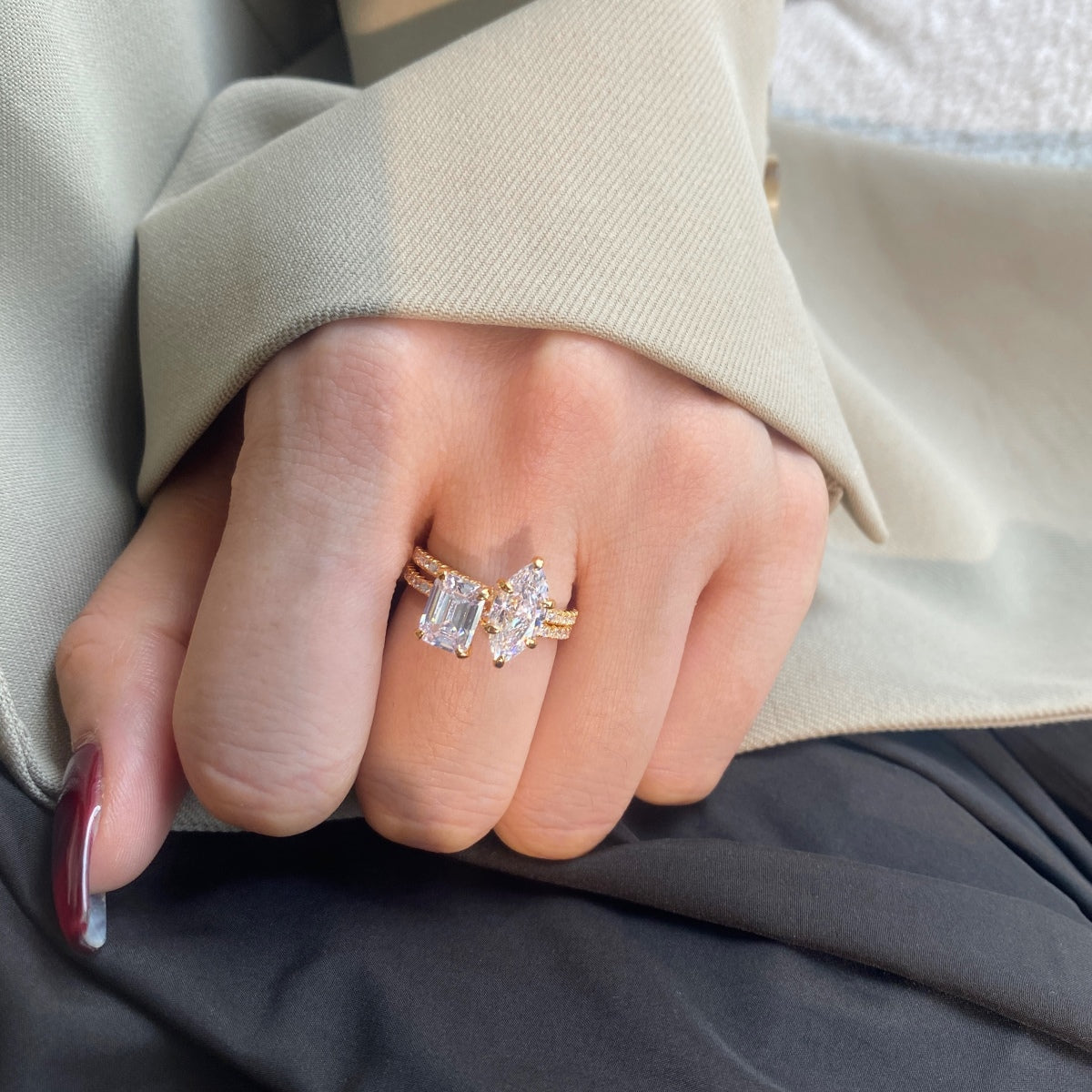 [Olivia JW]2.0 Carat Scintillating Ornate Radiant Cut Party Ring