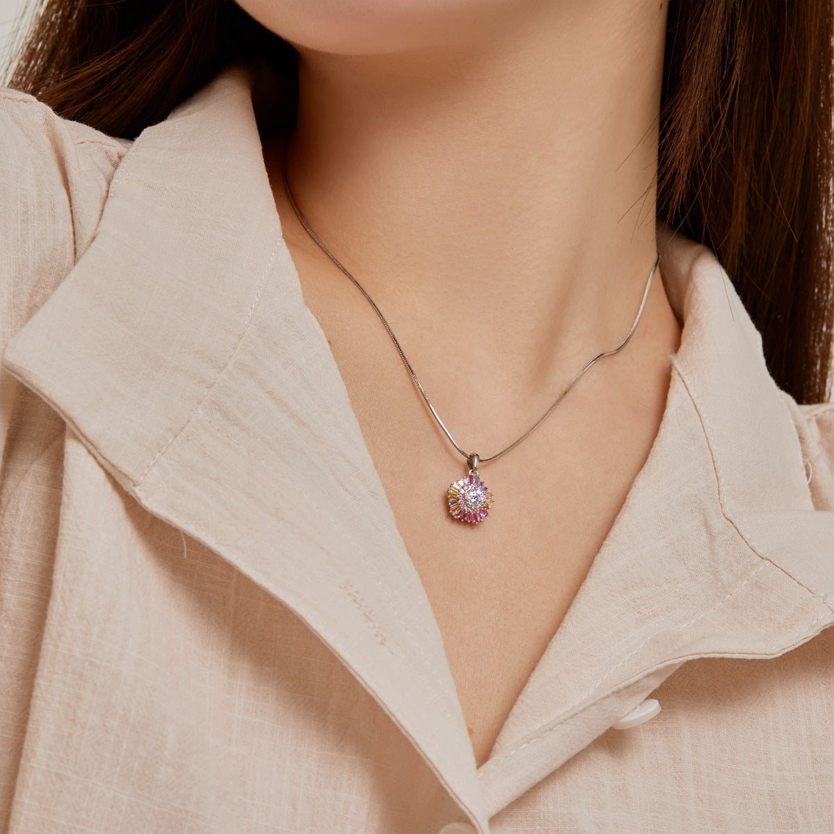 [Olivia JW]Charming Flower Colorful Necklace