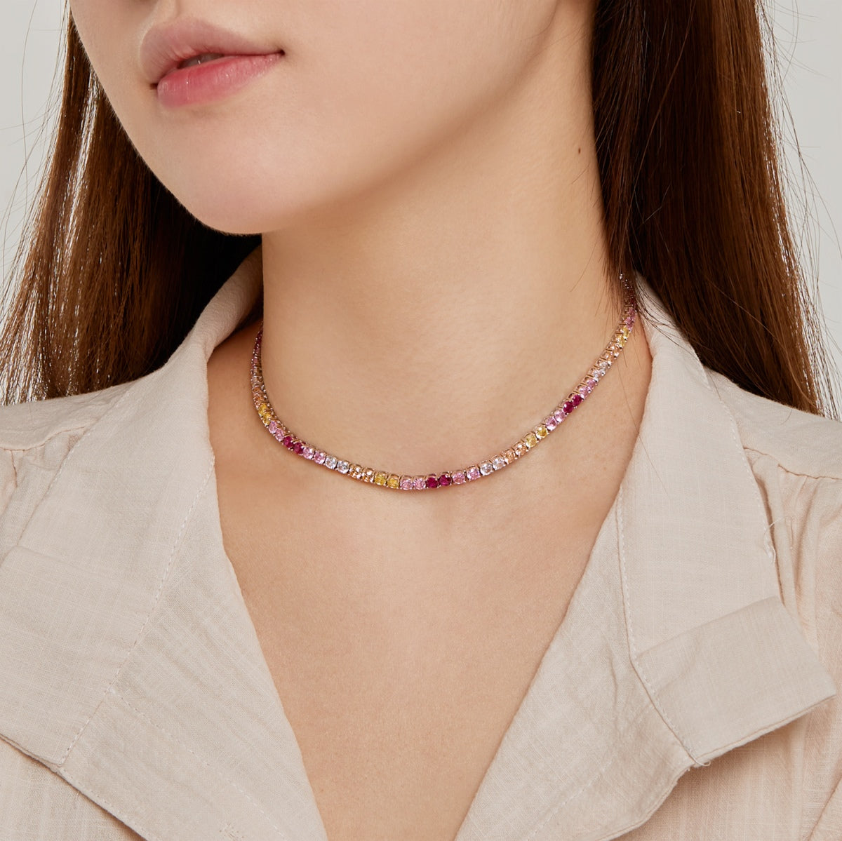 [Olivia JW]Delicate Colorful Tennis Necklace