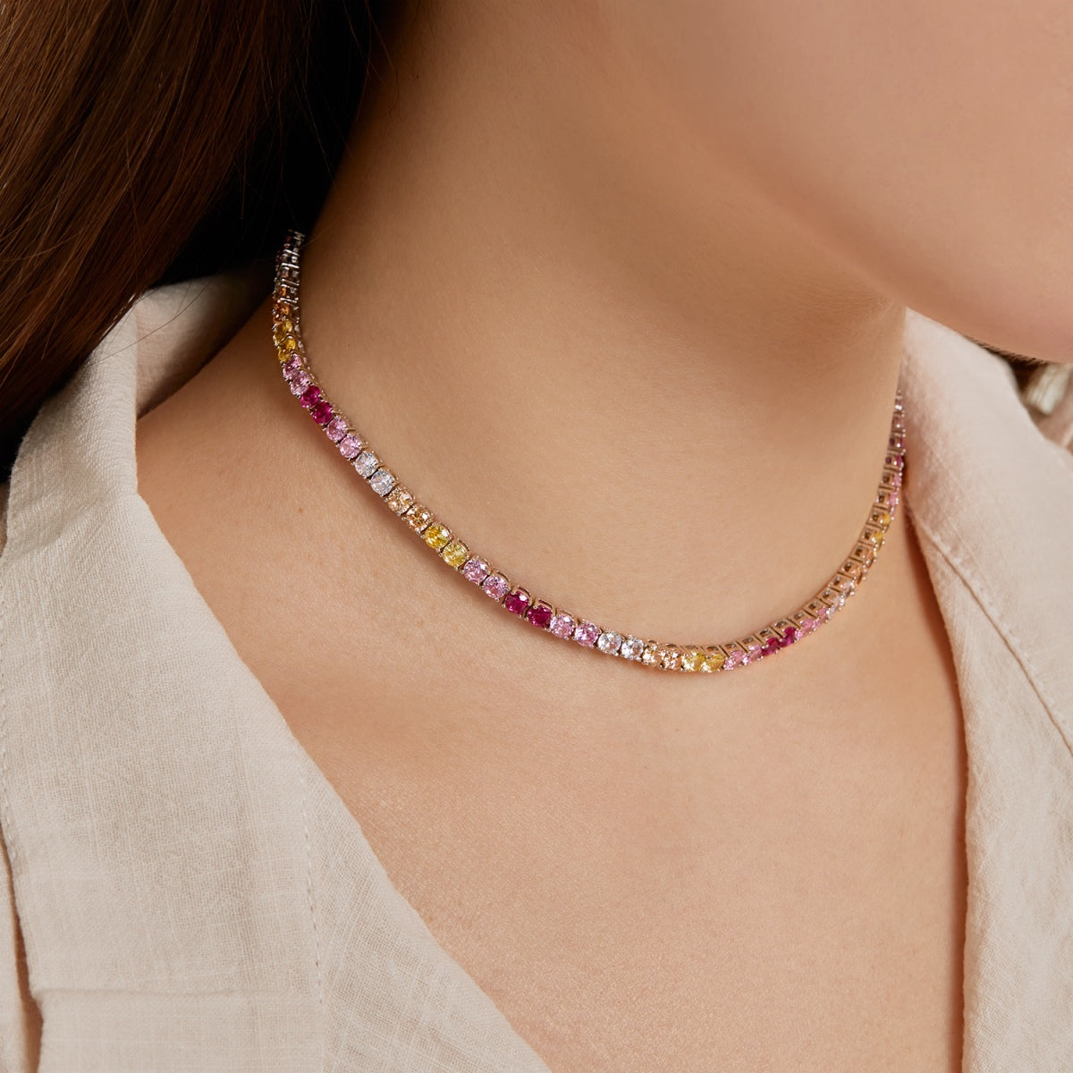 [Olivia JW]Delicate Colorful Tennis Necklace