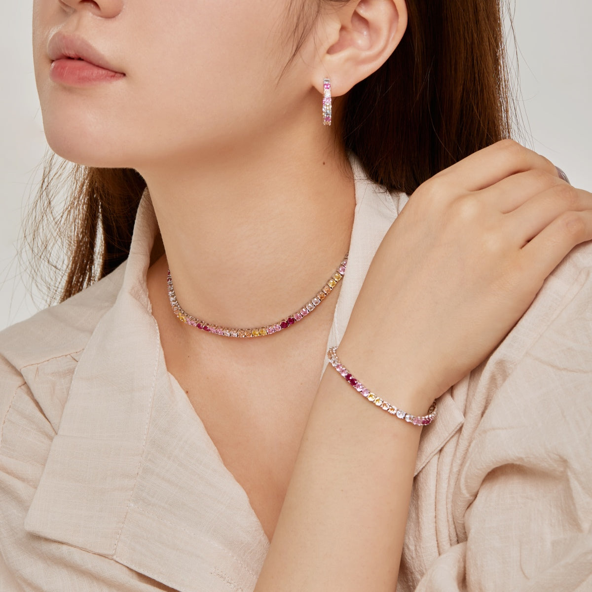 [Olivia JW]Delicate Colorful Tennis Necklace
