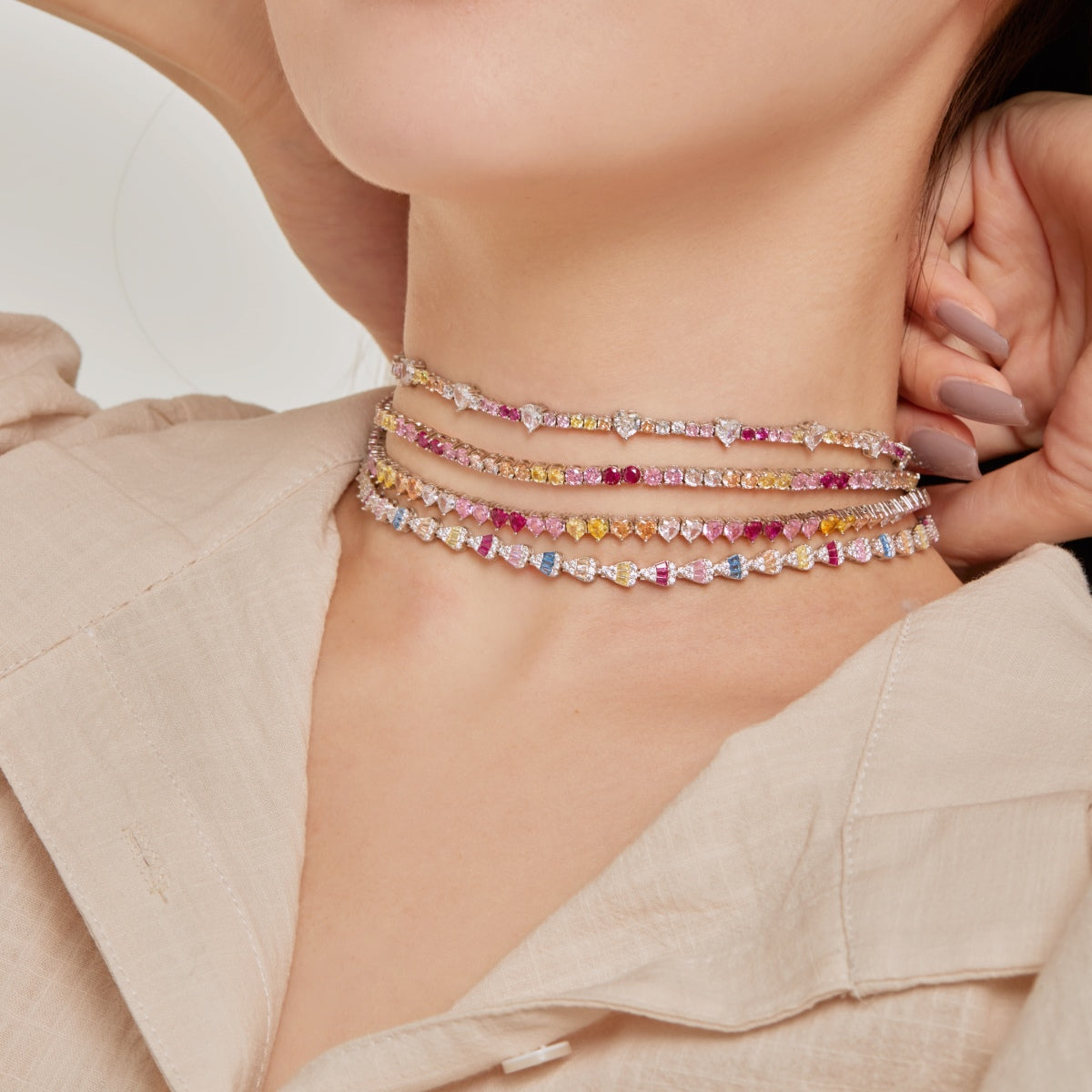 [Olivia JW]Delicate Colorful Tennis Necklace