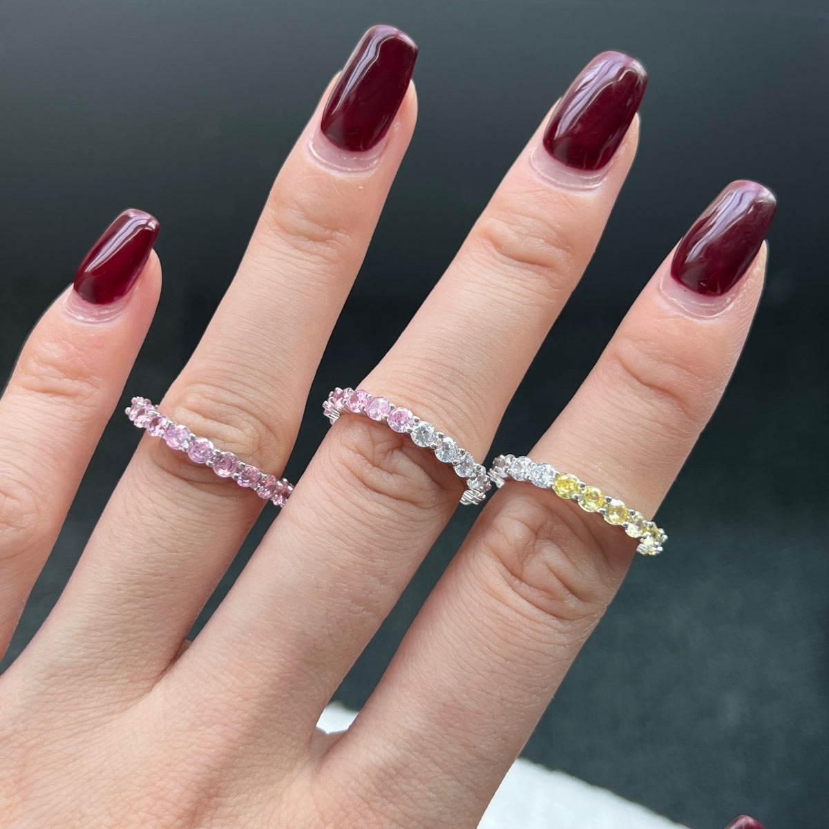 [Olivia JW]Sparkling Round Cut Tennis Ring