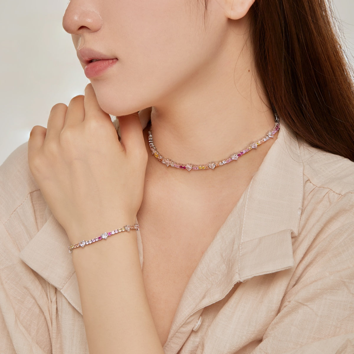 [Olivia JW]Romantic Heart Shape Round Cut Lover Bracelet