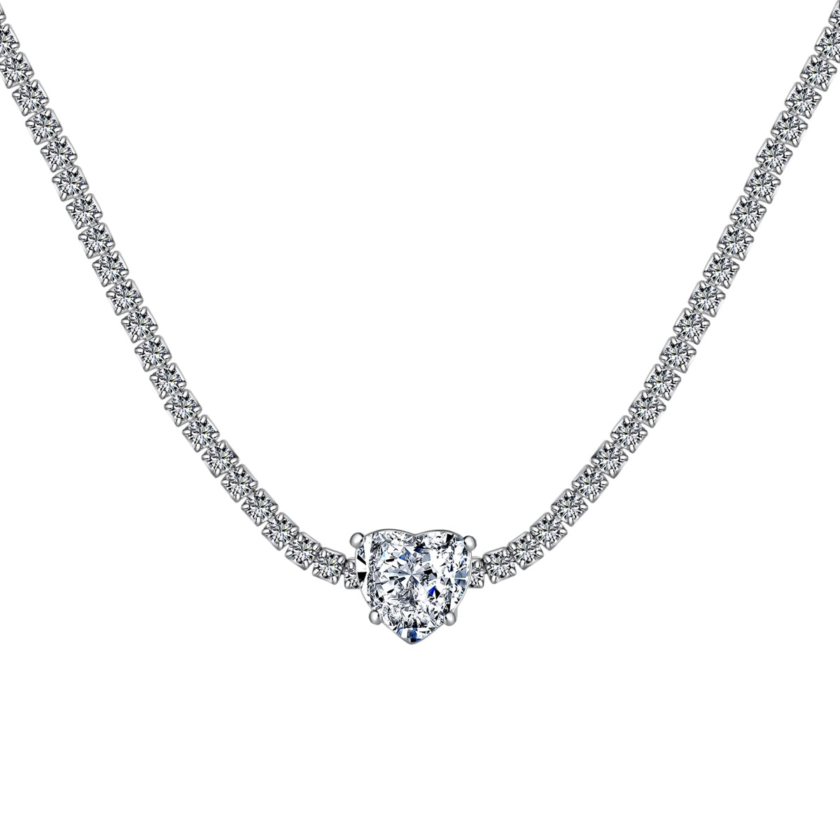[Olivia JW]2.0 Carat Sparkling Tennis Heart Cut Necklace