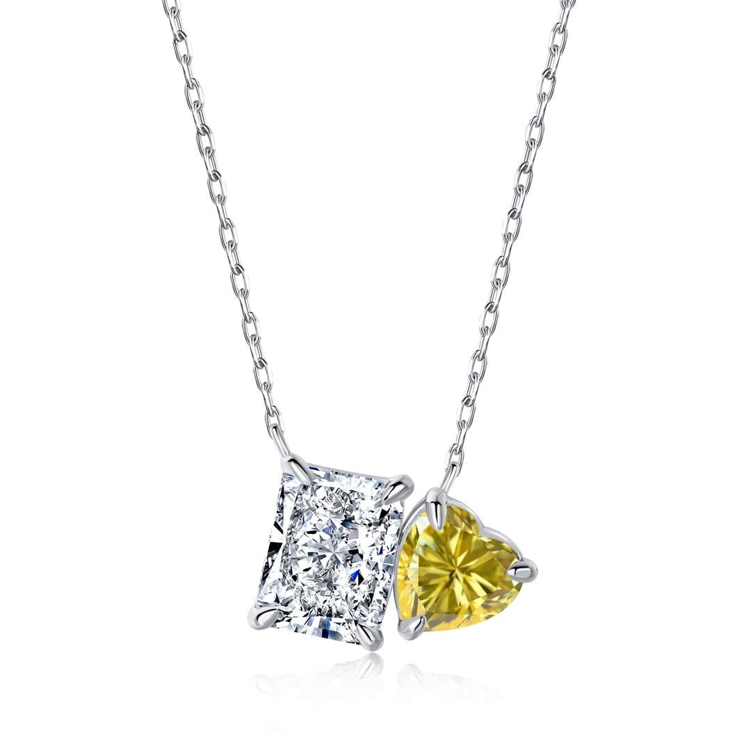 [Olivia JW]Dazzling Square & Heart Shape Necklace