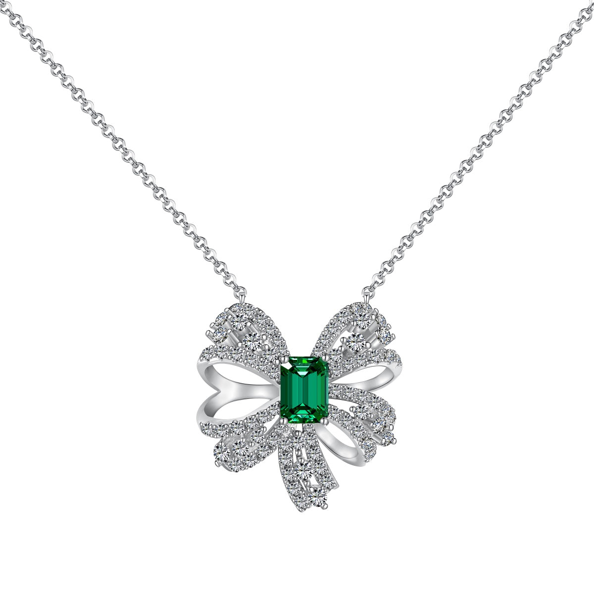[Olivia JW]Luxurious Flower Shape Emerald Cut Necklace