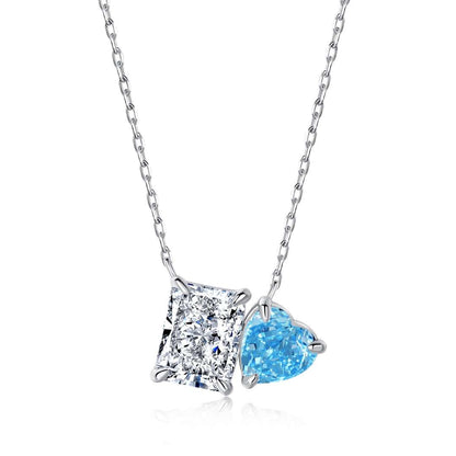 [Olivia JW]Dazzling Square & Heart Shape Necklace