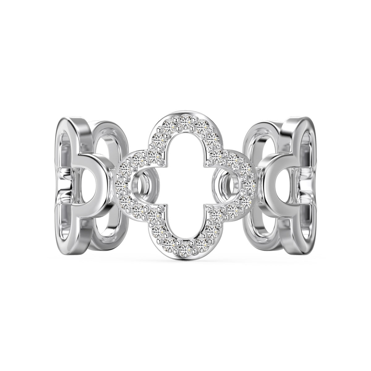 [Everoly JW]Ring in Form eines vierblättrigen Kleeblatts mit hohlem Design