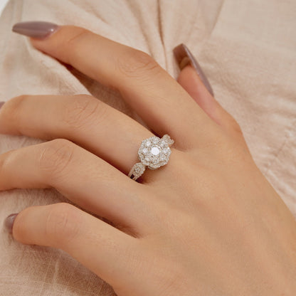 [Everoly JW]繊細でカラフルなラウンドカットフラワーシェイプの結婚指輪