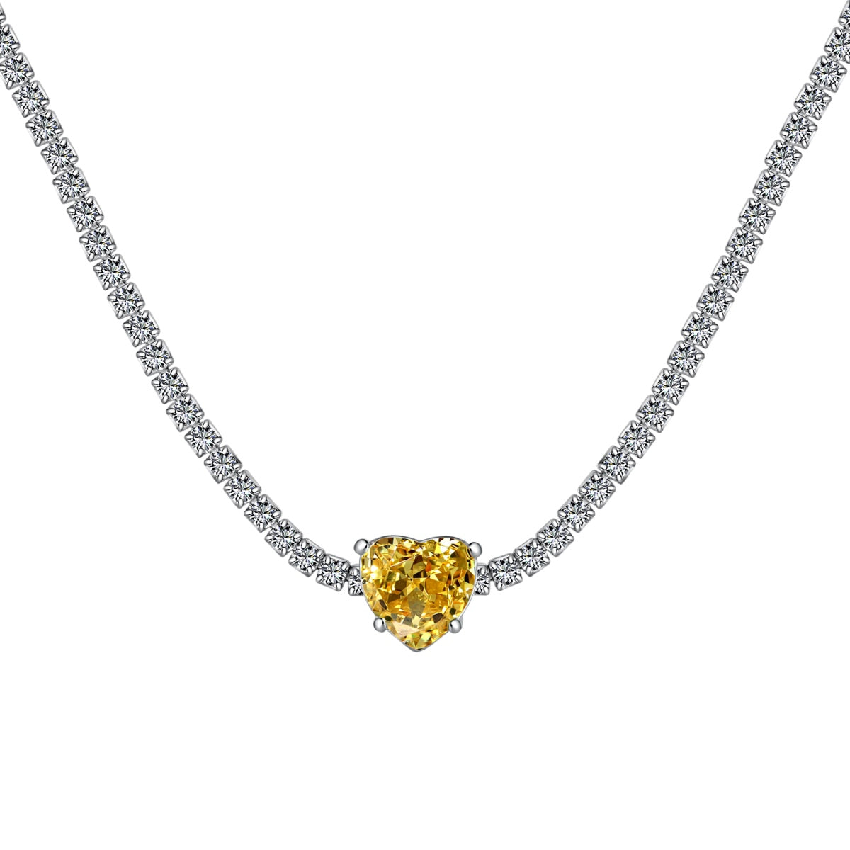 [Olivia JW]2.0 Carat Sparkling Tennis Heart Cut Necklace