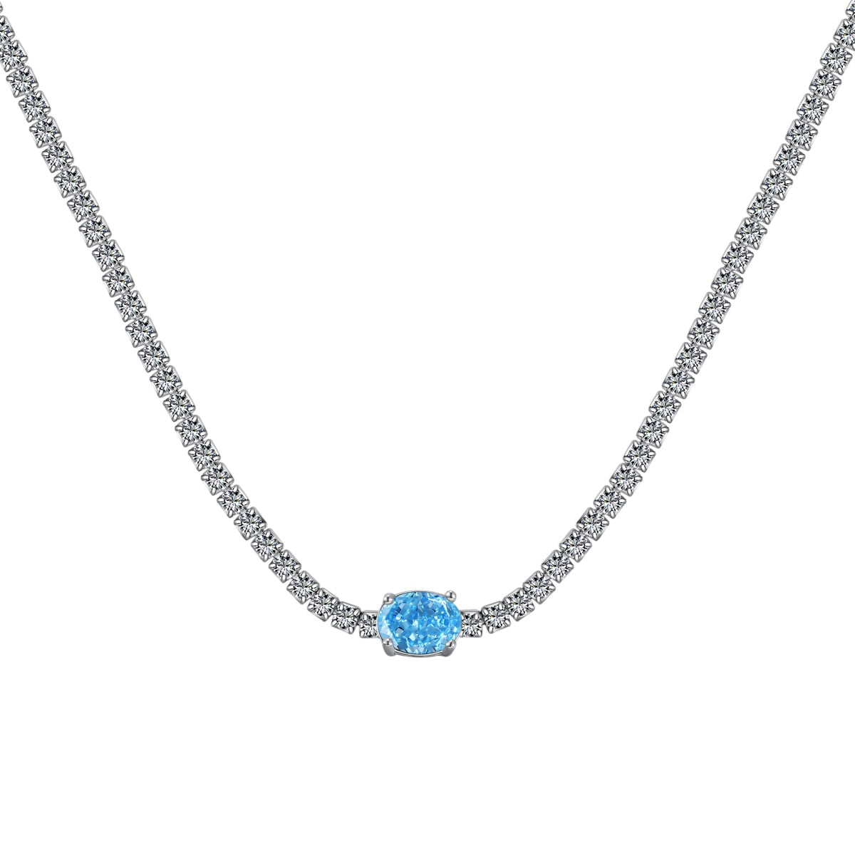 [Olivia JW]1.0 Carat Shining Oval Cut Necklace