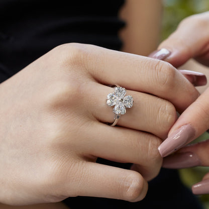 [Olivia JW]Heart-shaped Four-Leaf Clover Ball Ring