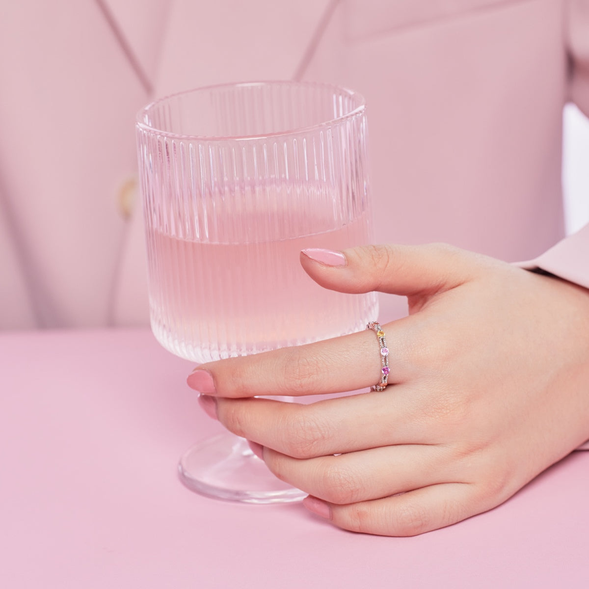 [Olivia JW]Sparkling Colorful Round Cut Tennis Ring