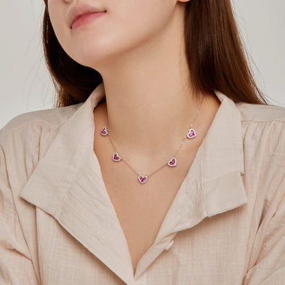 [Olivia JW]Sparkling Five Heart Necklace
