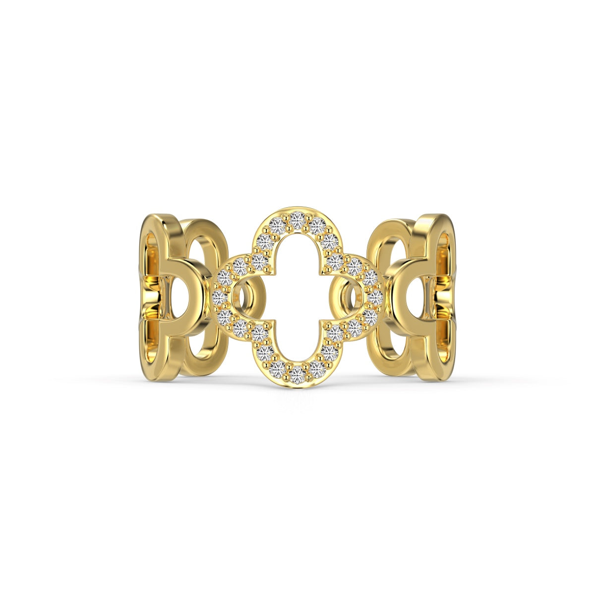 [Everoly JW]Ring in Form eines vierblättrigen Kleeblatts mit hohlem Design