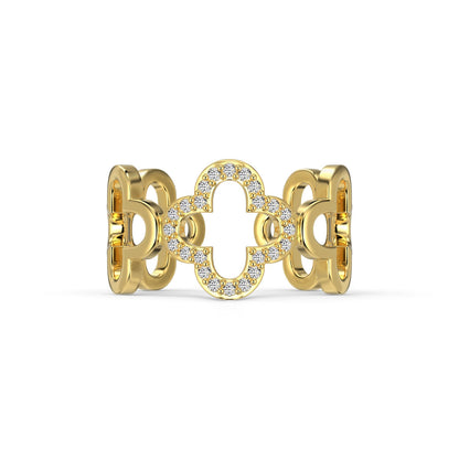 [Everoly JW]Ring in Form eines vierblättrigen Kleeblatts mit hohlem Design