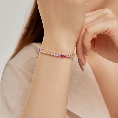 [Olivia JW]Radiant Colorful Round Cut Tennis Bracelet