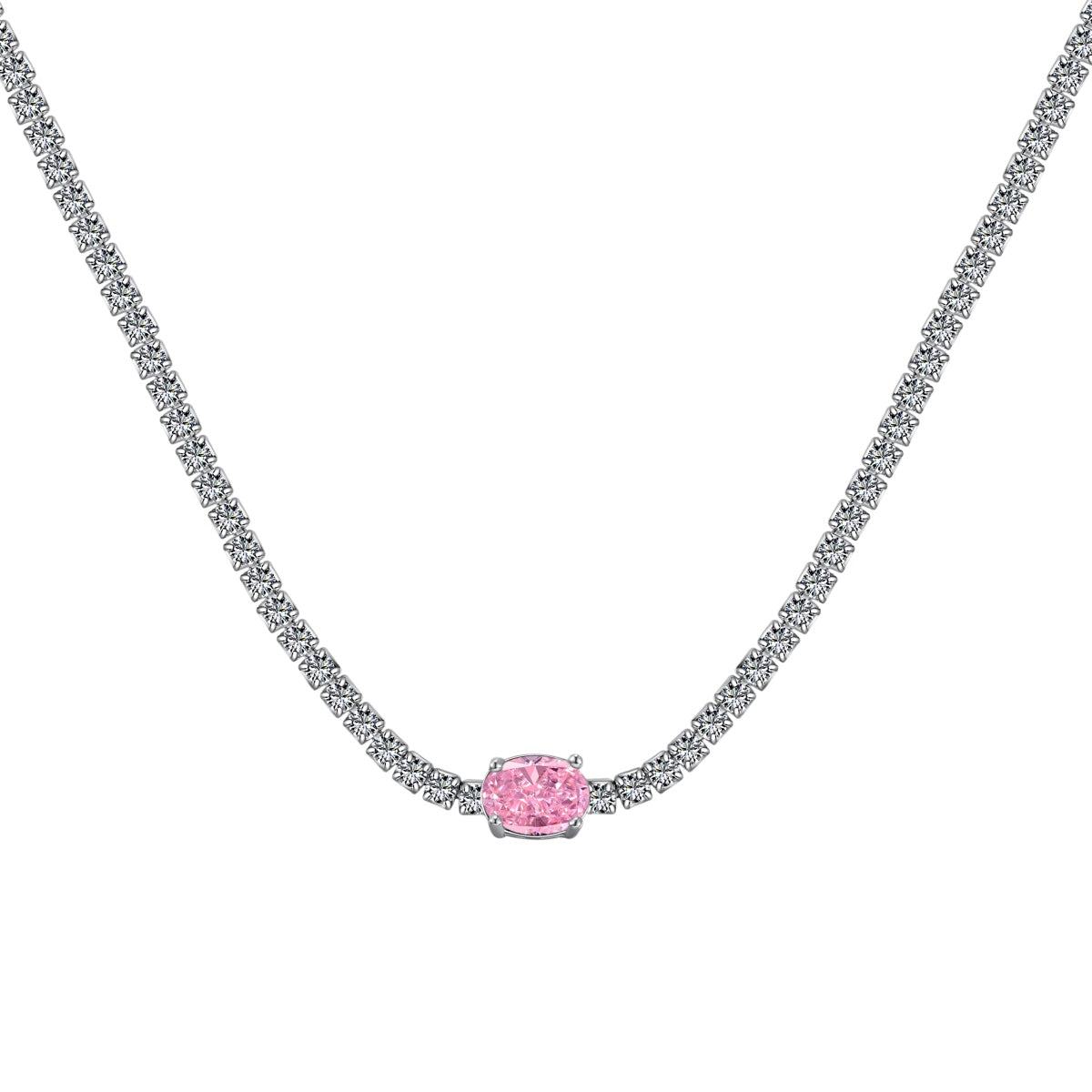 [Olivia JW]1.0 Carat Shining Oval Cut Necklace