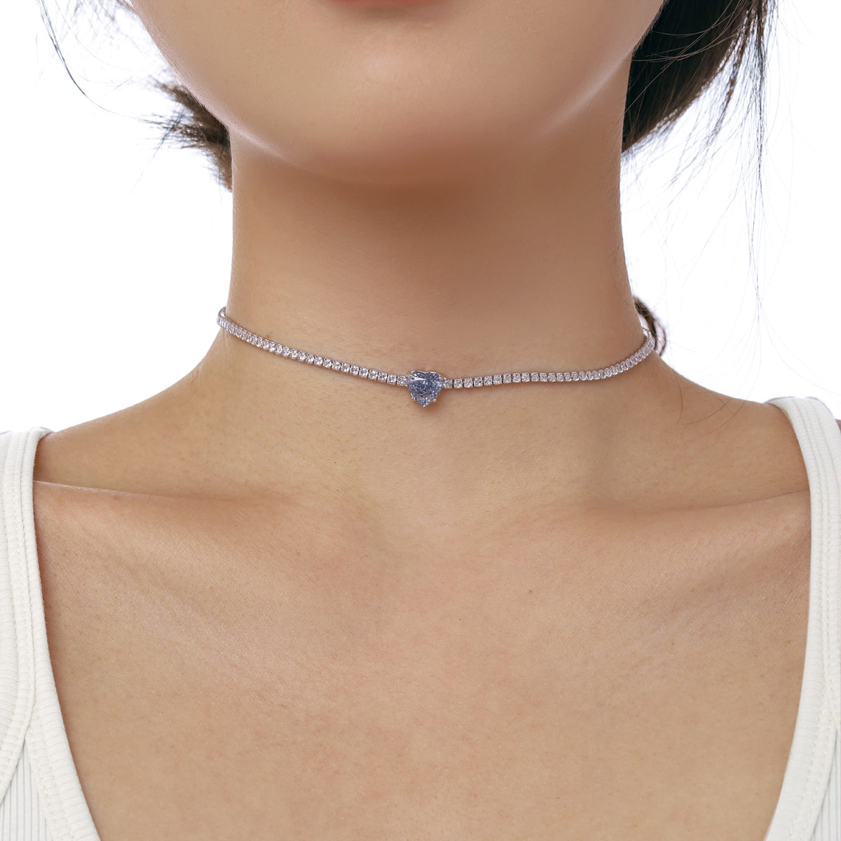 [Olivia JW]2.0 Carat Sparkling Tennis Heart Cut Necklace