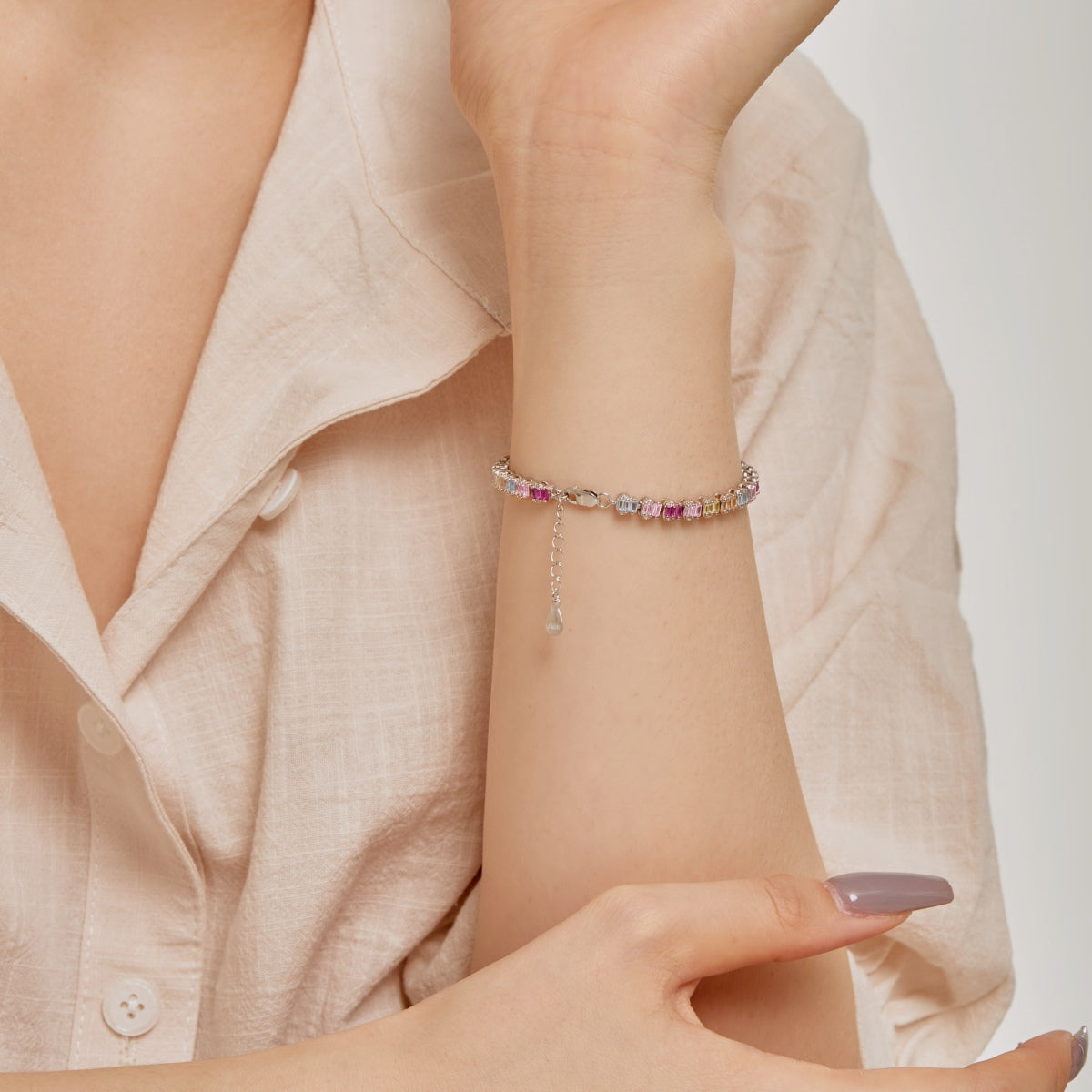 [Olivia JW]Delicate Colorful Emerald Cut Party Bracelet