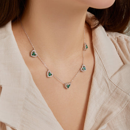 [Olivia JW]Sparkling Five Heart Necklace