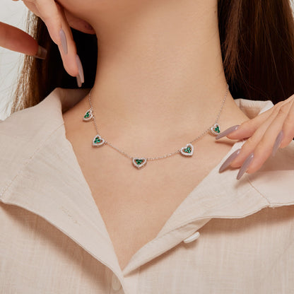 [Olivia JW]Sparkling Five Heart Necklace