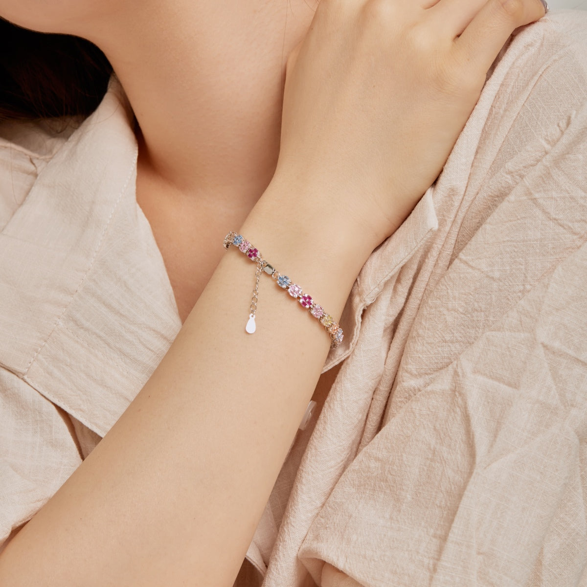 [Olivia JW]Delicate Colorful Emerald Cut Daily Bracelet