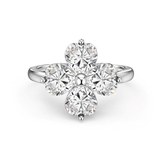 [Everoly JW]Heart-shaped Four-Leaf Clover Ball Ring