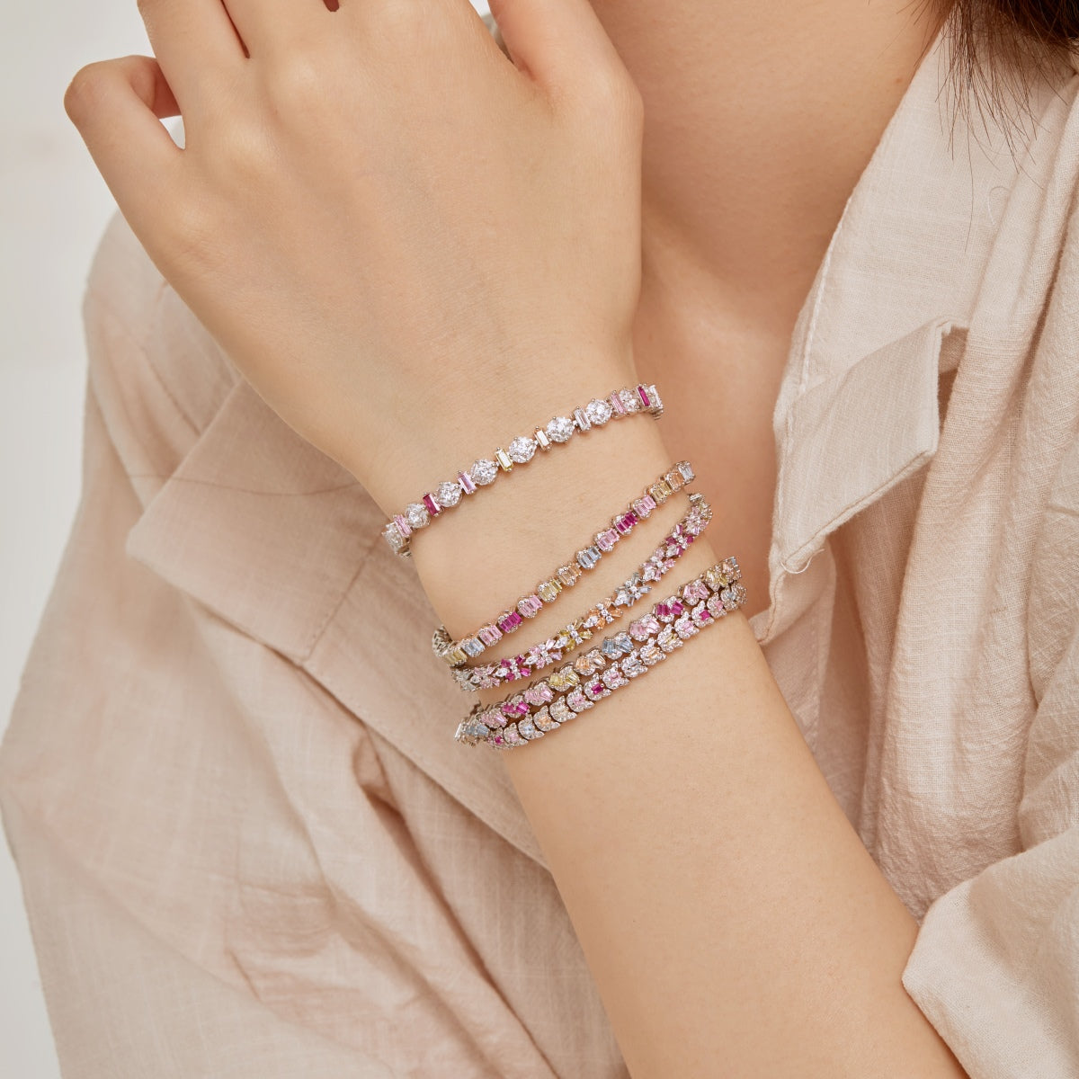 [Olivia JW]Delicate Colorful Multi Cut Daily Bracelet