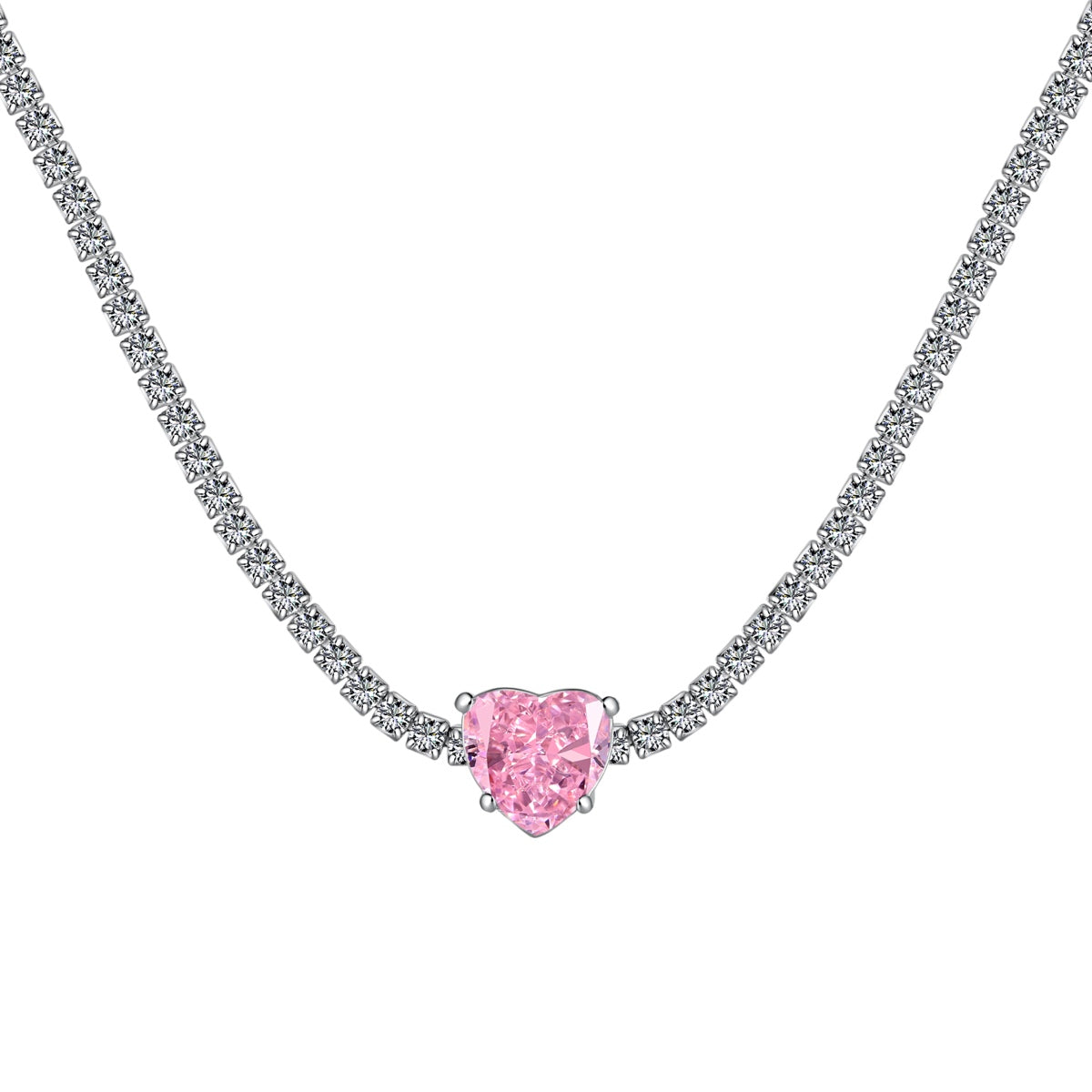 [Olivia JW]2.0 Carat Sparkling Tennis Heart Cut Necklace