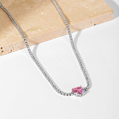 [Olivia JW]2.0 Carat Sparkling Tennis Heart Cut Necklace