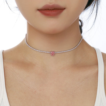 [Olivia JW]2.0 Carat Sparkling Tennis Heart Cut Necklace