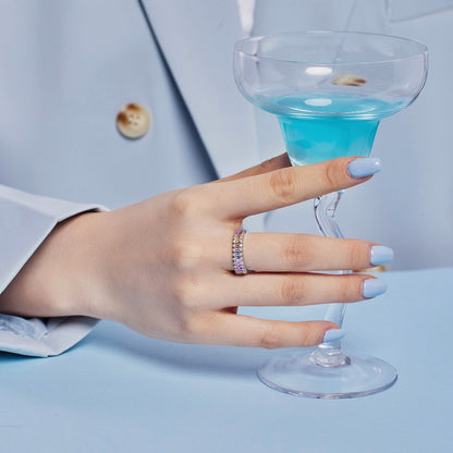 [Everoly JW] Spritziger, verzierter Cocktailring im Smaragdschliff