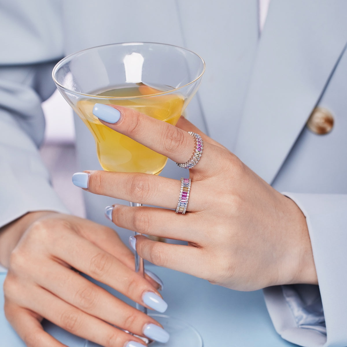 [Everoly JW] Spritziger, verzierter Cocktailring im Smaragdschliff
