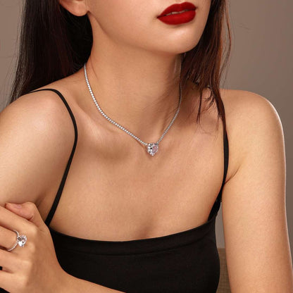 [Everoly JW]8.0 Carat Versatile Colorful Sweet Heart-Shaped Tennis Necklace