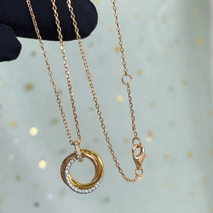 [Olivia JW]TRINITY NECKLACE SILVER GOLD PINK GOLD DIAMONDS