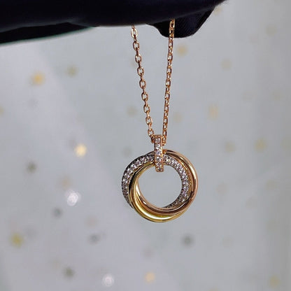 [Olivia JW]TRINITY NECKLACE SILVER GOLD PINK GOLD DIAMONDS