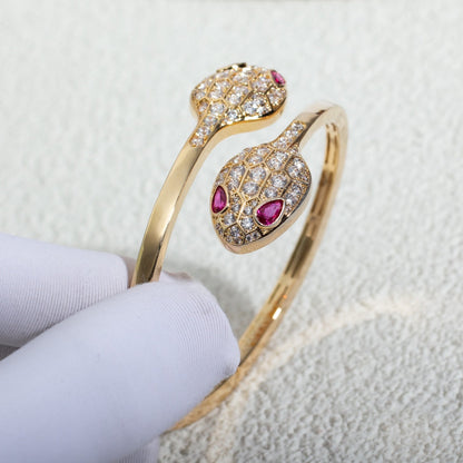[OLIVIA]SERPENTI BRACELET PINK GOLD DIAMOND DOUBLE SNAKE